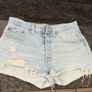 Levi’s 501 Light Wash Distressed Shorts